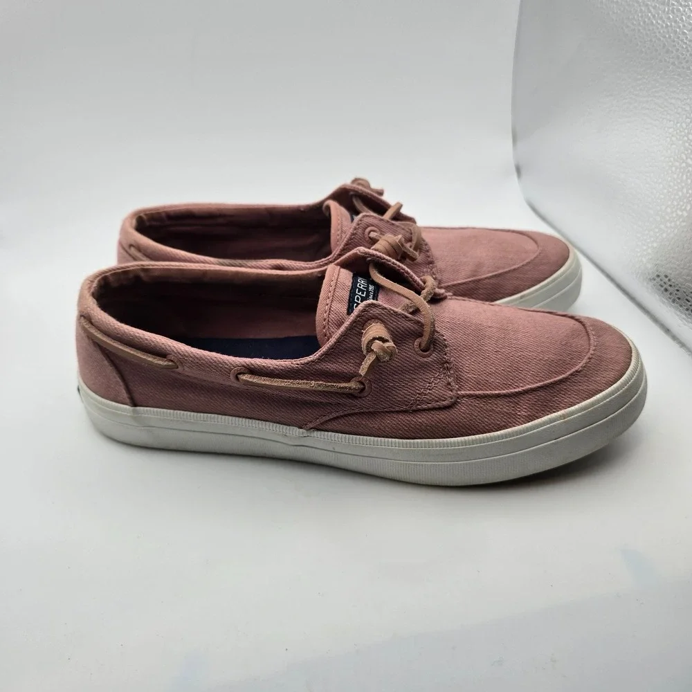 Sperry Top Sider Boat Shoes Womens Size 8.5 Salmon Pink Canvas